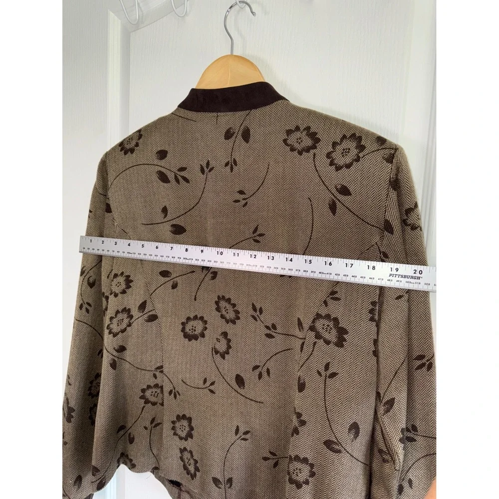 Vintage Sag Harbor Herringbone Floral Jacket Size 10 Brown Cottagecore BlazerVTG